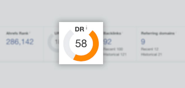 Ahrefs Domain Rating SEO metrics - DR58 example