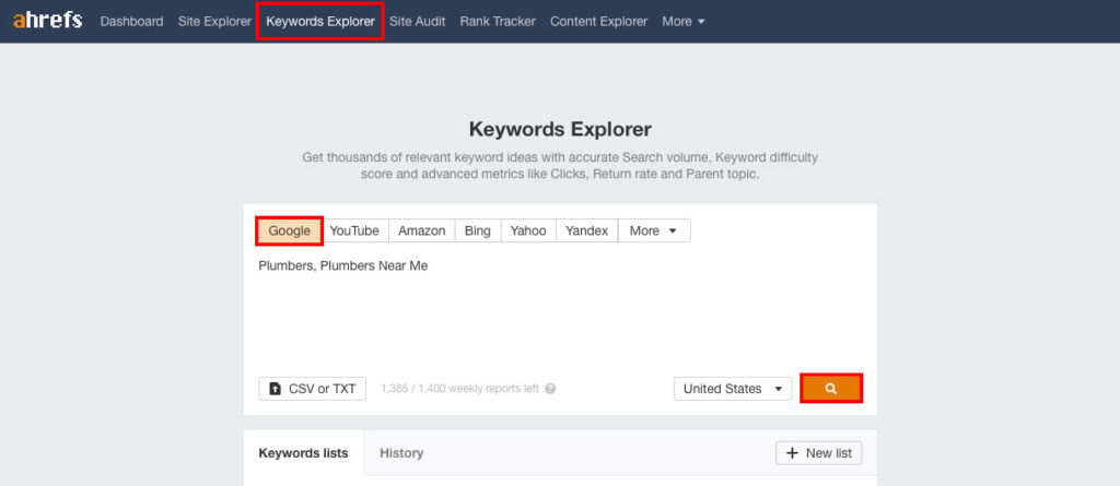 Ahrefs Keyword Explorer 