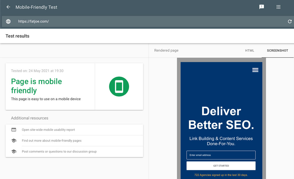 Google Mobile Friendly Test SEO Metrics