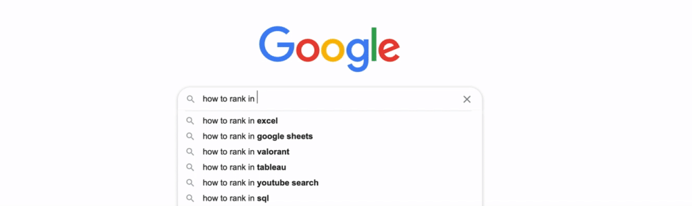 A Screenshot of a Google Search for How to Rank in Google