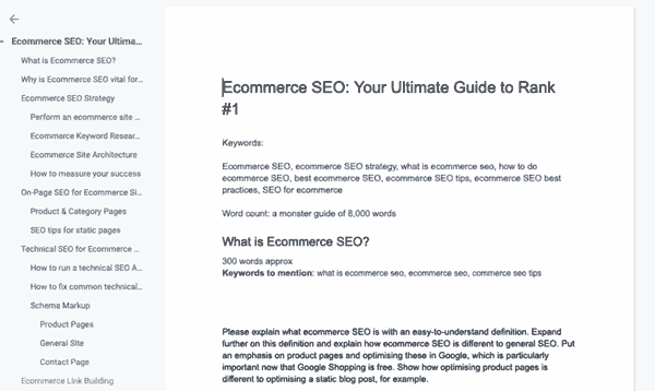 A screenshot gif of the ecommerce SEO blog post