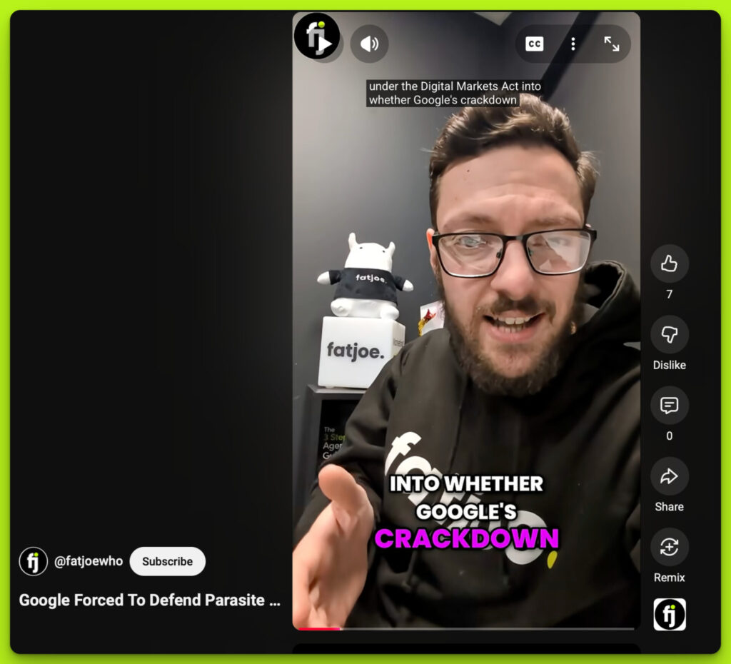 fatjoe YouTube Short about Google