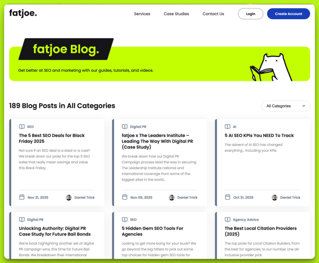 A screenshot of the fatjoe blog