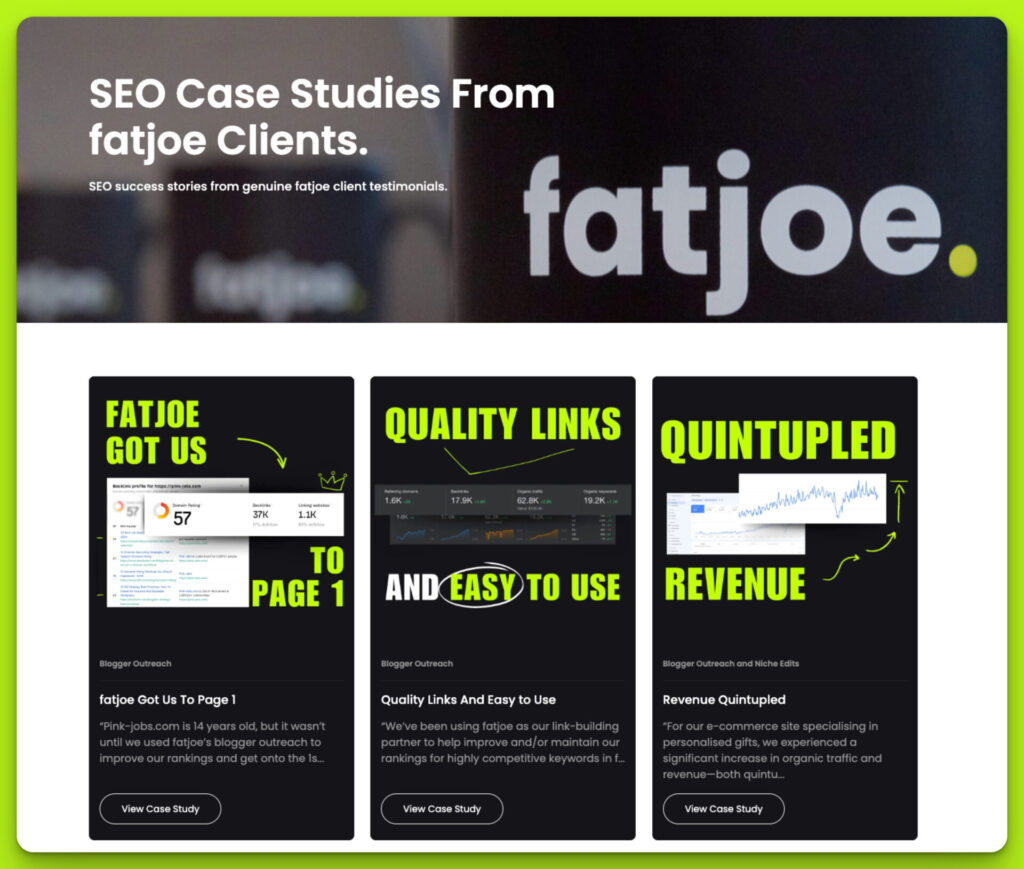 fatjoe's Case Studies screenshot.