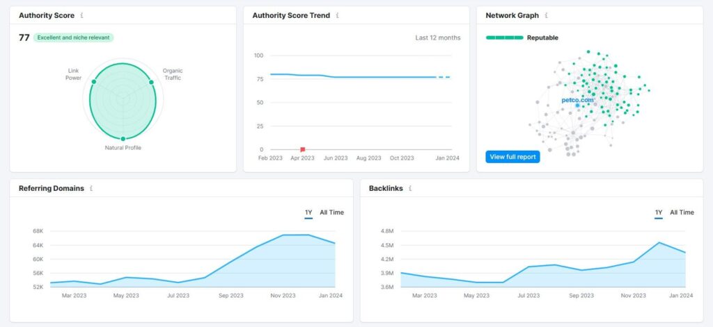 SEMRush analytics overview