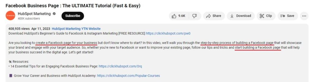 Hubspot video description example