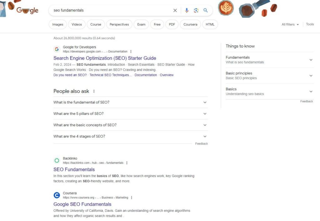 Starter guide SERP example