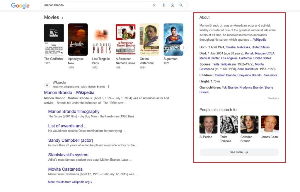 Google Knowledge graph example