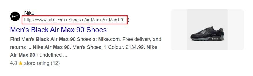 Air Max URL structure example