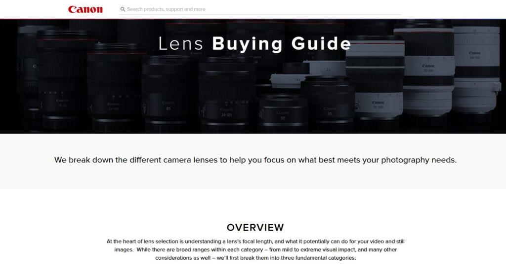 Canon lens buying guide example