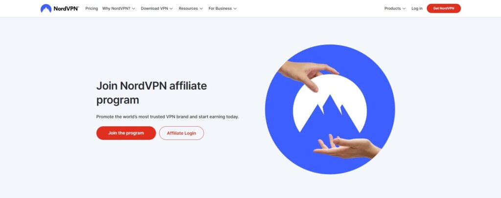 Screenshot of NordVPN's affiliate program