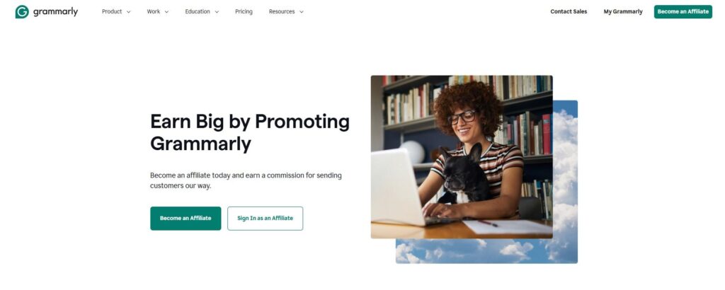 Screenshot of Grammarly's affiliate program