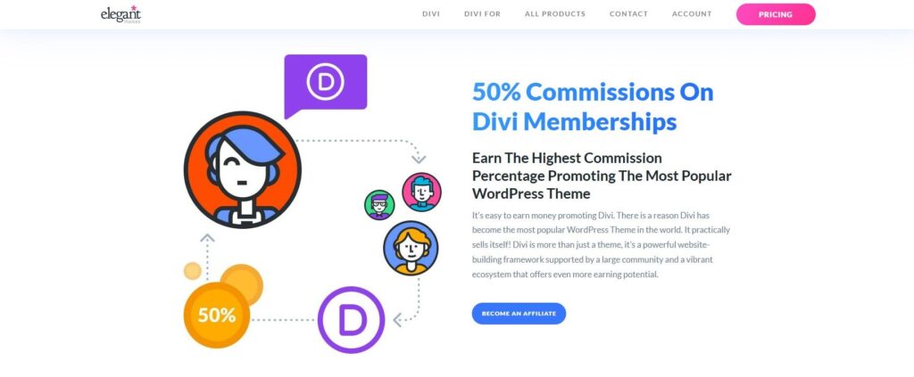 Screenshot of Elegant Themes' affiliate program