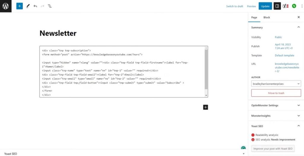 Adding JSON code snippet to header for schema markup