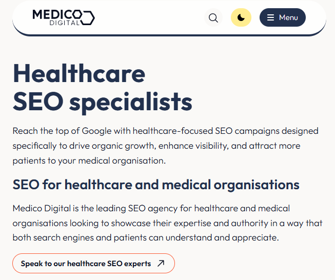 Medico Digital homepage
