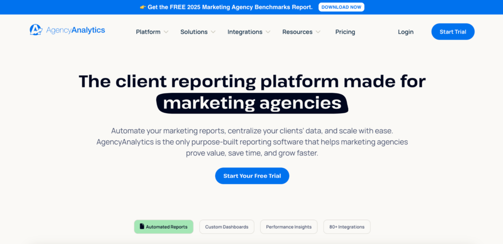 AgencyAnalytics homepage