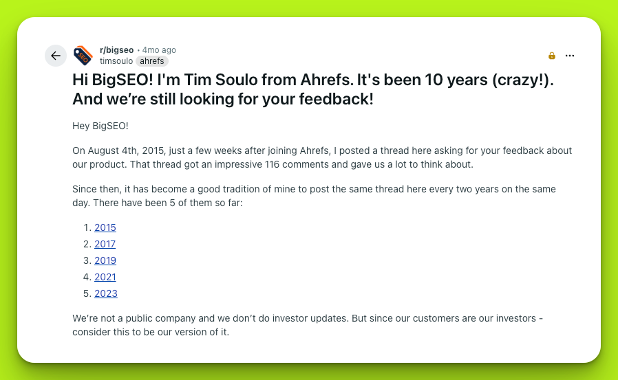 Tim Soulo Reddit AMA